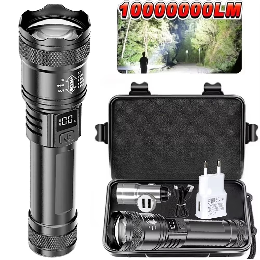Tactical Flashlight Rechargeable - Senter Super Terang 100000LM Lampu LED