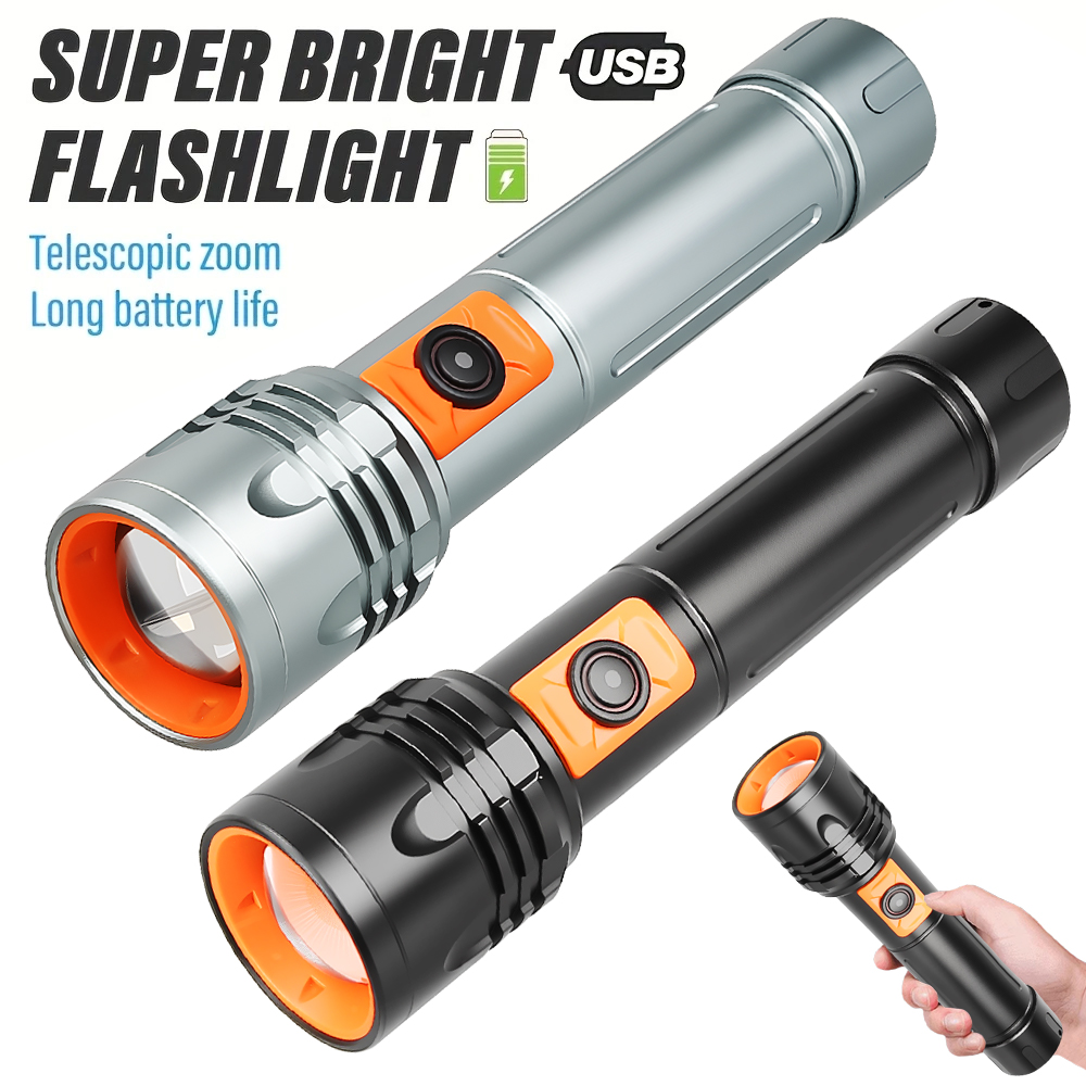 Tactical Flashlight Rechargeable - Senter LED Daya Tinggi Senter USB