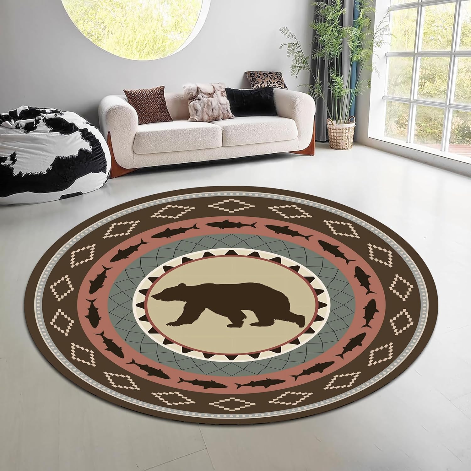 Hunting Outdoor Mat - Karpet Bundar Motif Alam Hutan Vintage