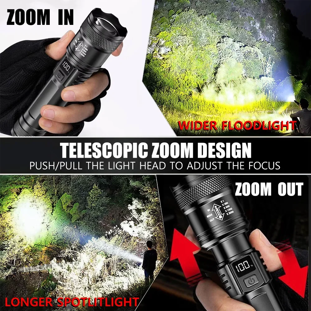 Senter Super Terang 100000LM L - Tactical Flashlight Rechargeable ulasan dan harga