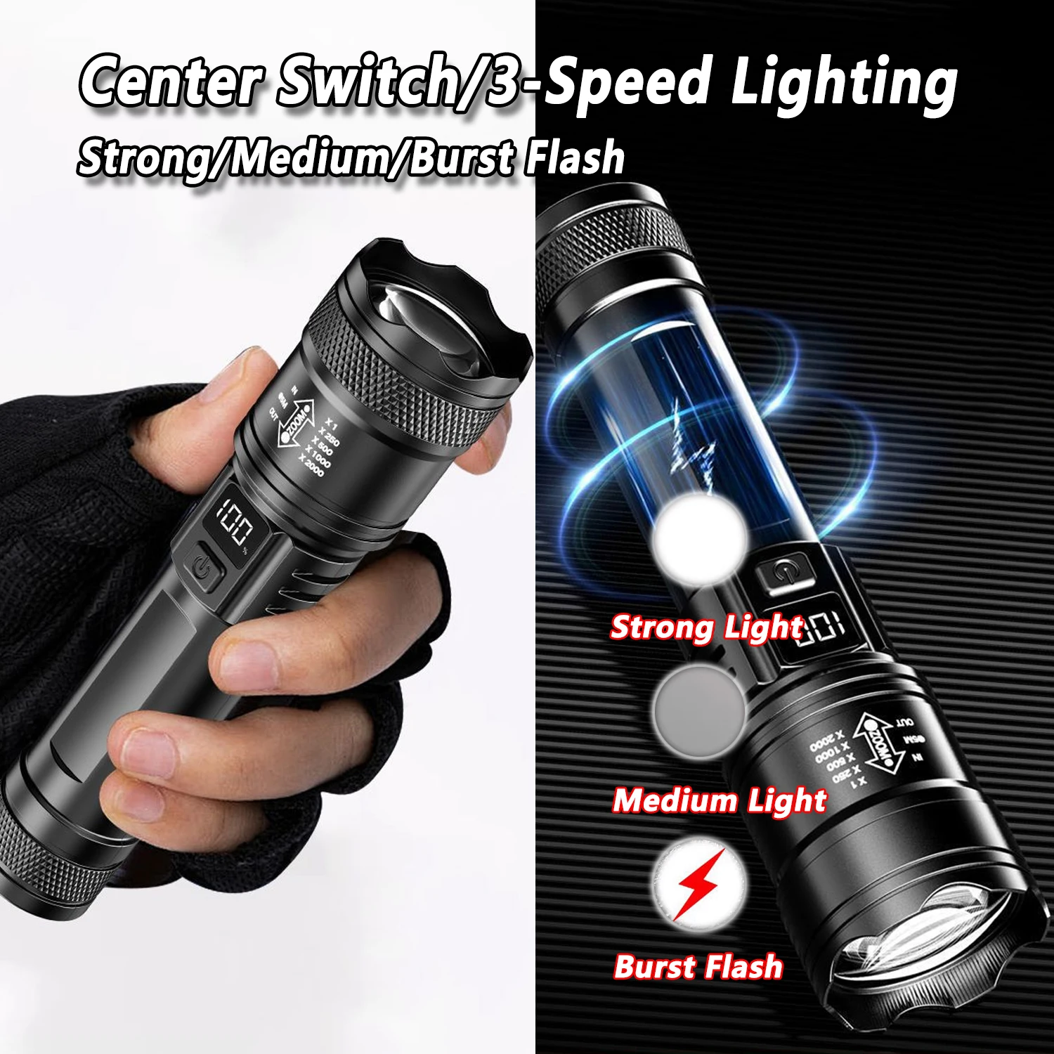 TY-908M Senter Led 2000LM Tipe - Tactical Flashlight Rechargeable ulasan dan harga
