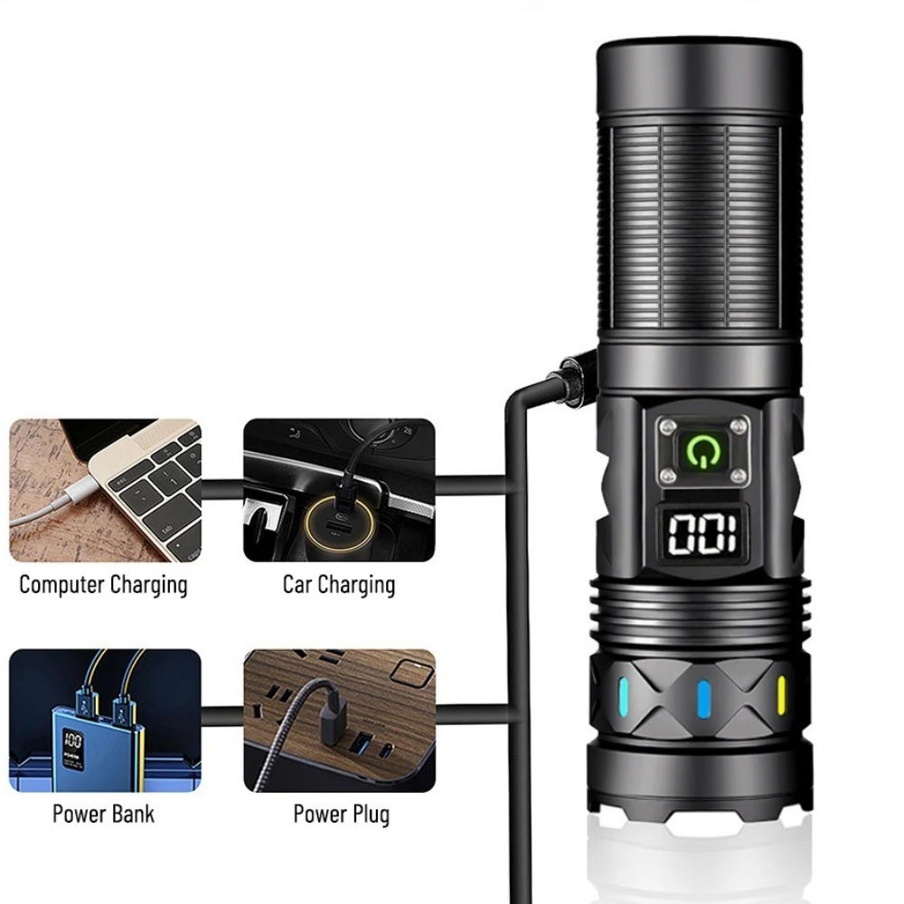 Senter LED Daya Tinggi Zoom Te - Tactical Flashlight Rechargeable ulasan dan harga