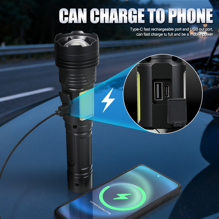 Senter LED Genggam Bertenaga U - Tactical Flashlight Rechargeable ulasan dan harga